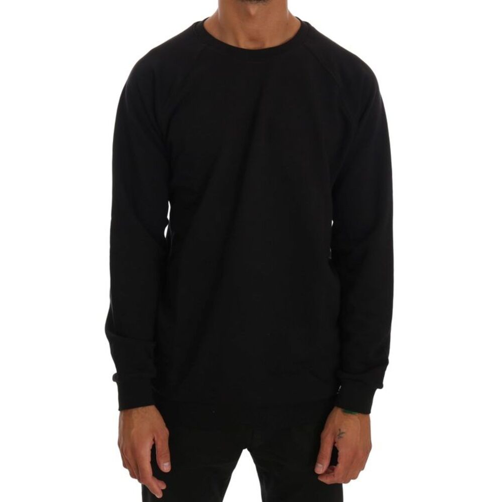 Daniele Alessandrini Black Crewneck Cotton Pullover Men's Sweater
